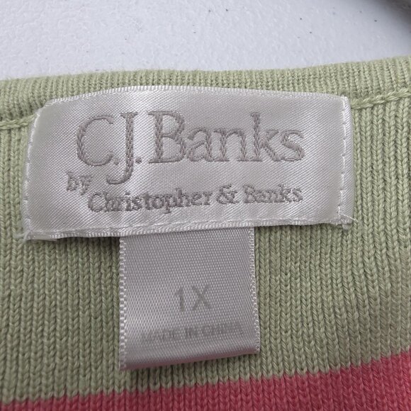 CJ Banks Cardigan Sweater Womens 1X Plus Pastel Stripe Button Front 3/4 Sleeve - Picture 6 of 10